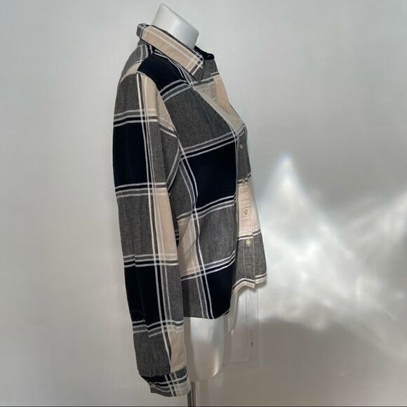 Neutral Plaid button down  - Picture 6 of 9